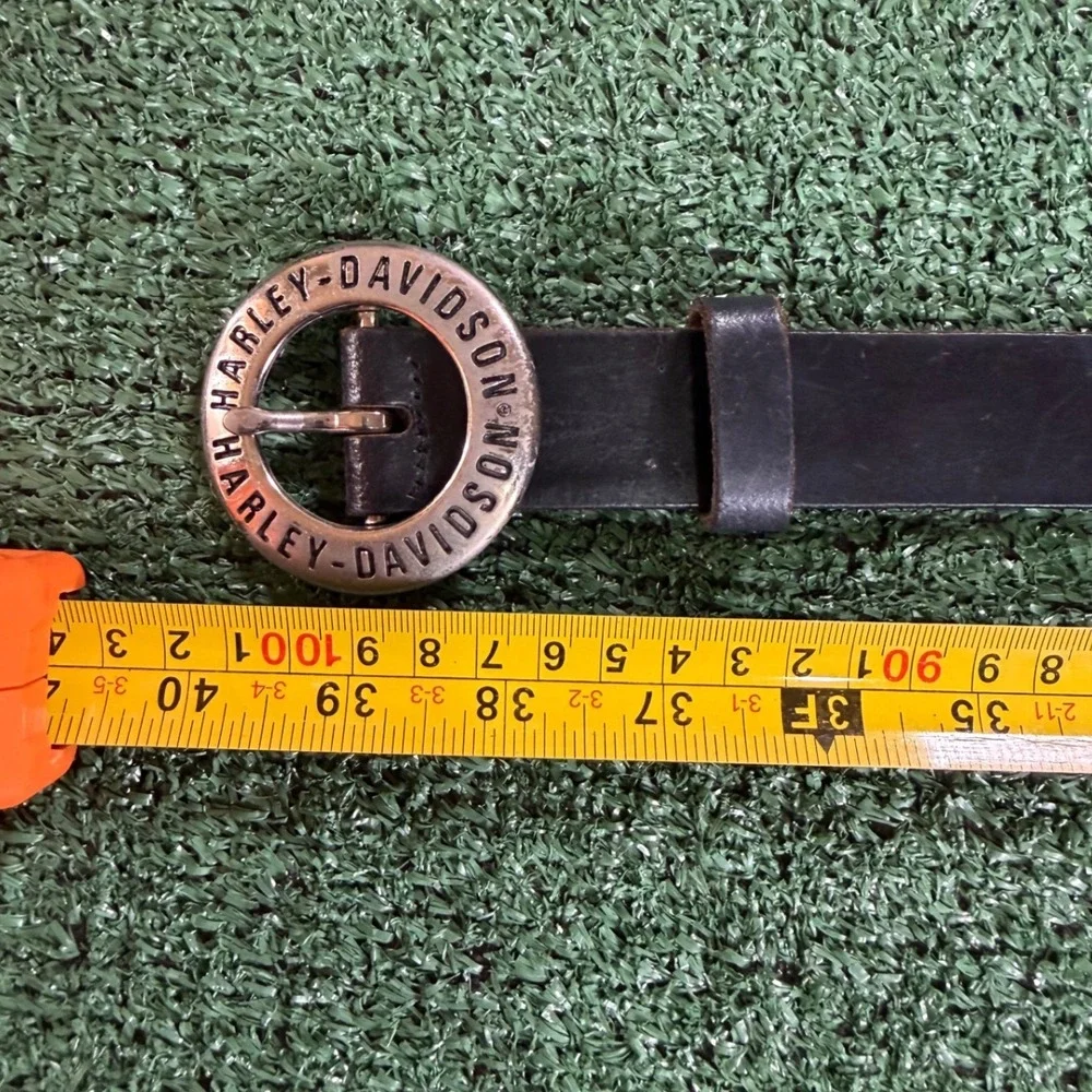 Harley Davidson Belt Mens 34 Black Good Leather Biker USA Made Buckle 14748
